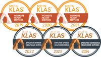 KLAS Research award badges.